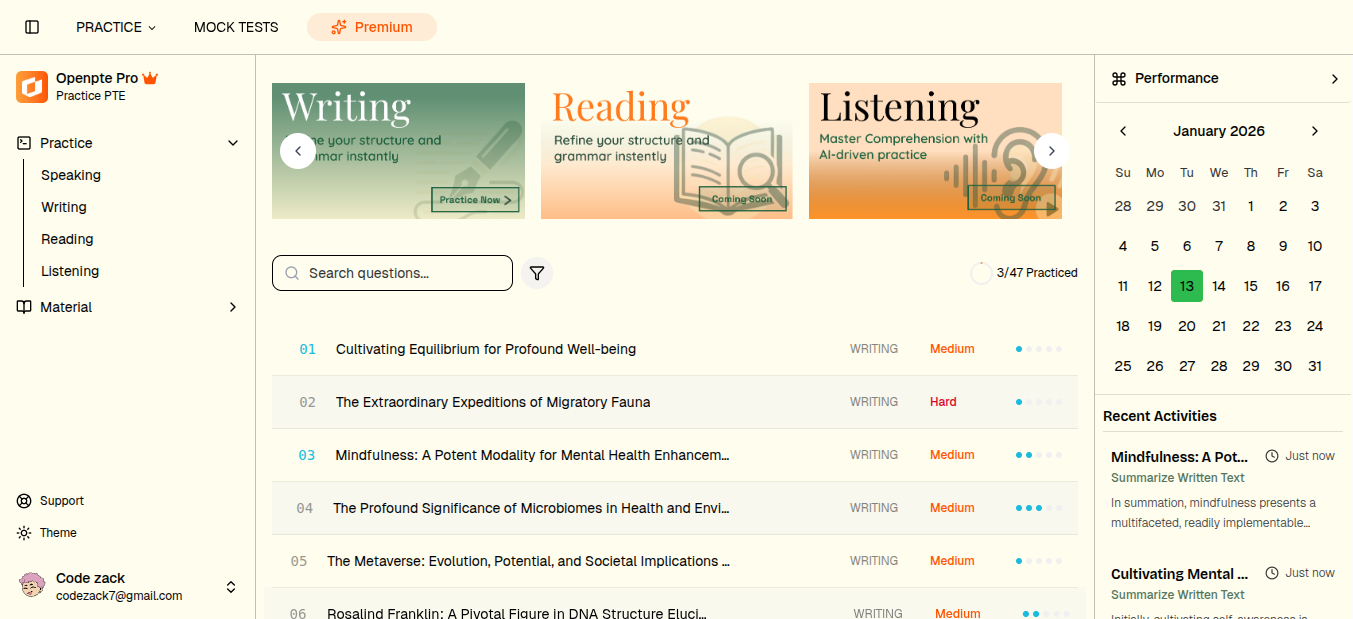 OpenPTE Dashboard Preview